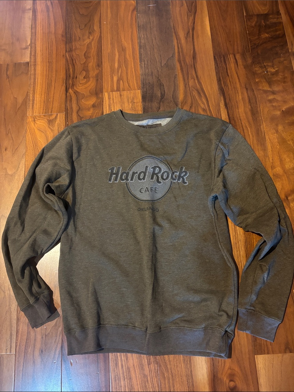 Hard Rock Cafe Olive Crewneck Pullover Sweatshirt